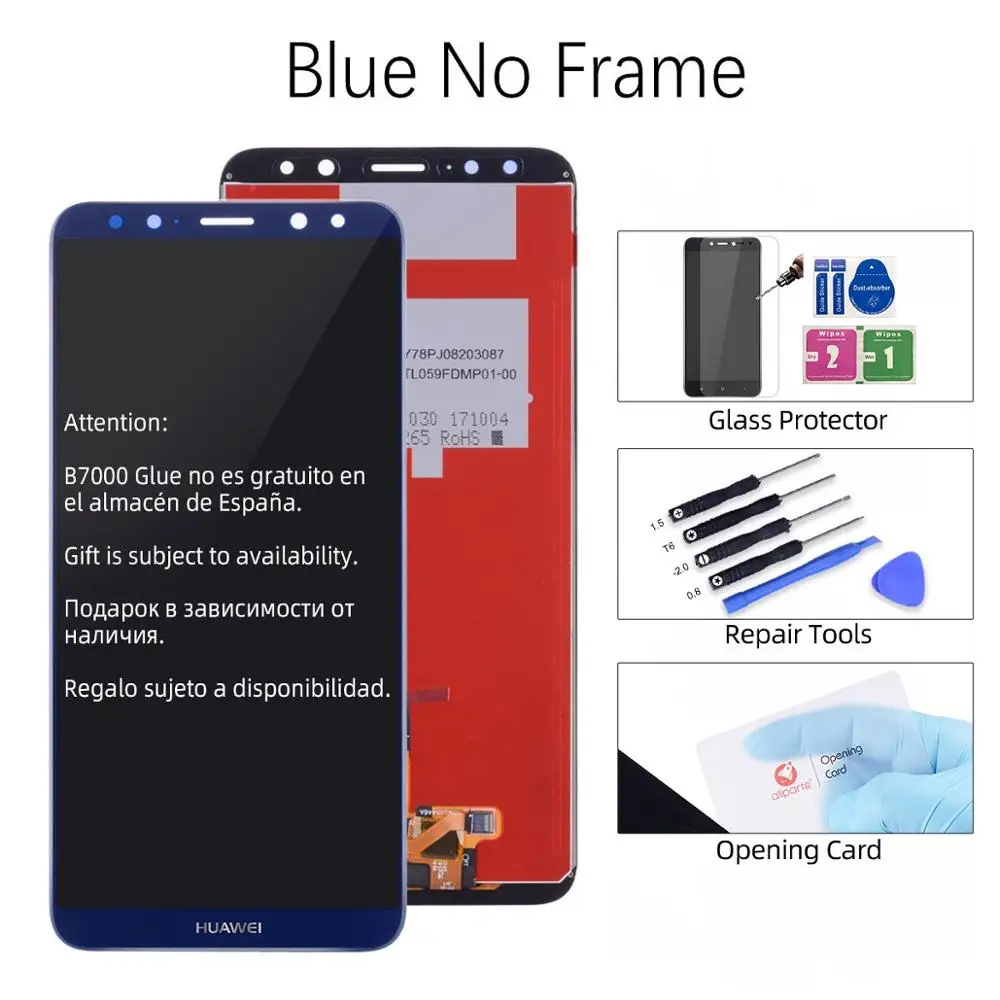 Дисплей для HUAWEI Mate 10 Lite LCD в сборе с тачскрином на рамке 5.9'' синий золото черный белый Nova 2i RNE-L21 - Цвет: Blue No Frame