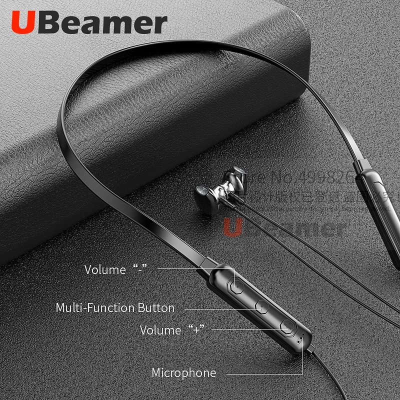 Беспроводная гарнитура Ubeamer Q7 Bluetooth 5 0 4D наушники подвесная шея 135 мАч большая