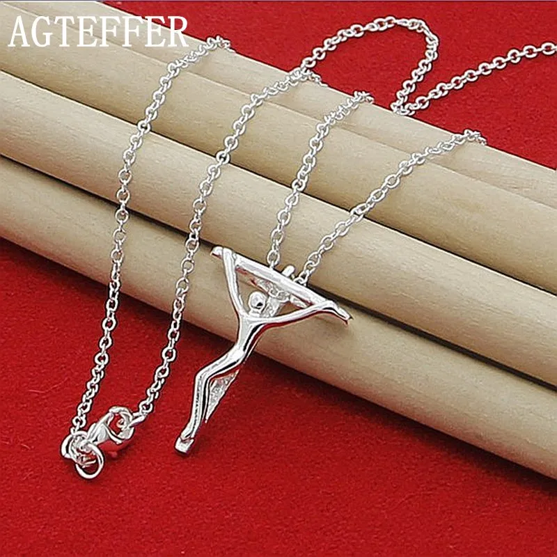 

AGTEFFER 925 Sterling Silver Jesus Cross Pendant Necklace 18 Inch Chain For Women Men Wedding Engagement Party Fashion Jewelry