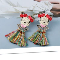 new female mouse bow tassel earrings boho statement cute ear ring 2022 trendy design rhinestone wedding jewelry wholesale