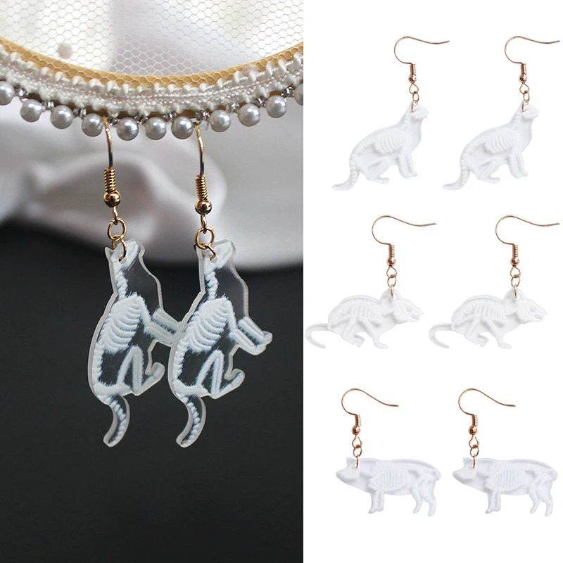 Акриловые висячие серьги в виде скелета вечерние прозрачные животные птица