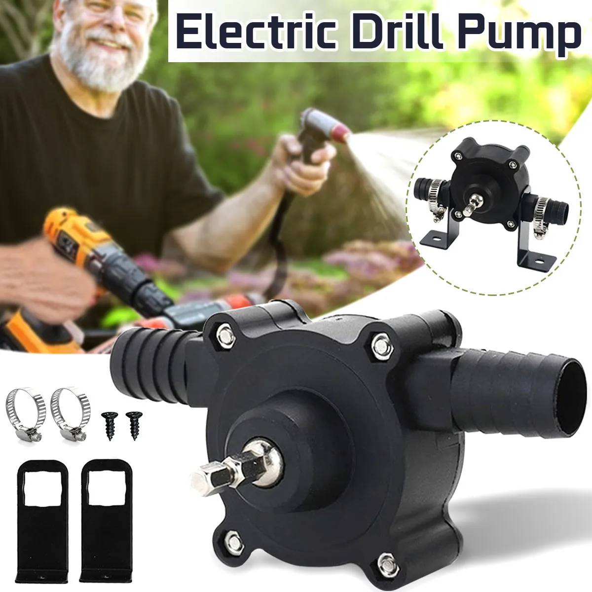 

SALE Portable Electric Drill Pump Diesel Oil Fluid Water Pump Mini Hand Self-priming Liquid Transfer Pumps Home Garden Outdoors