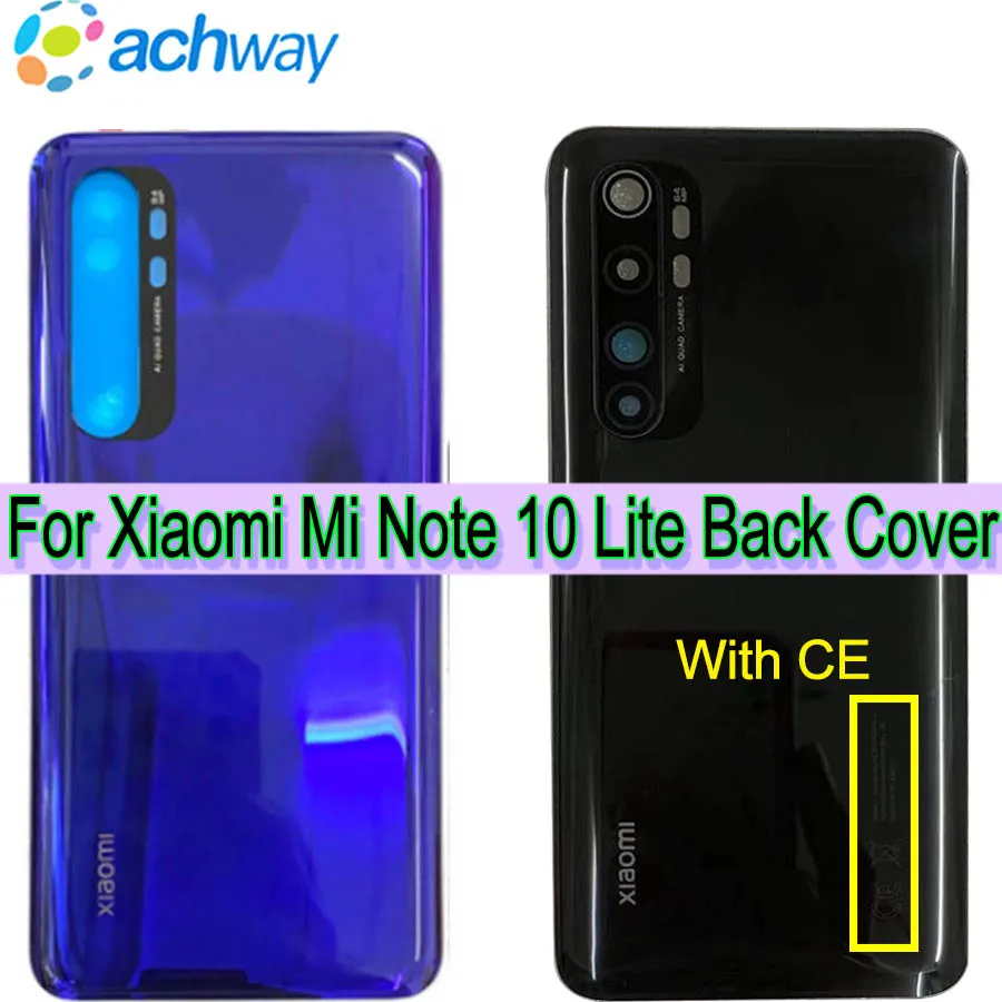 

New 6.47"For Xiaomi Mi Note 10 Lite Battery Cover Rear Glass Door Housing M2002F4LG Mi Note10 Lite Back Battery Cover With Lens
