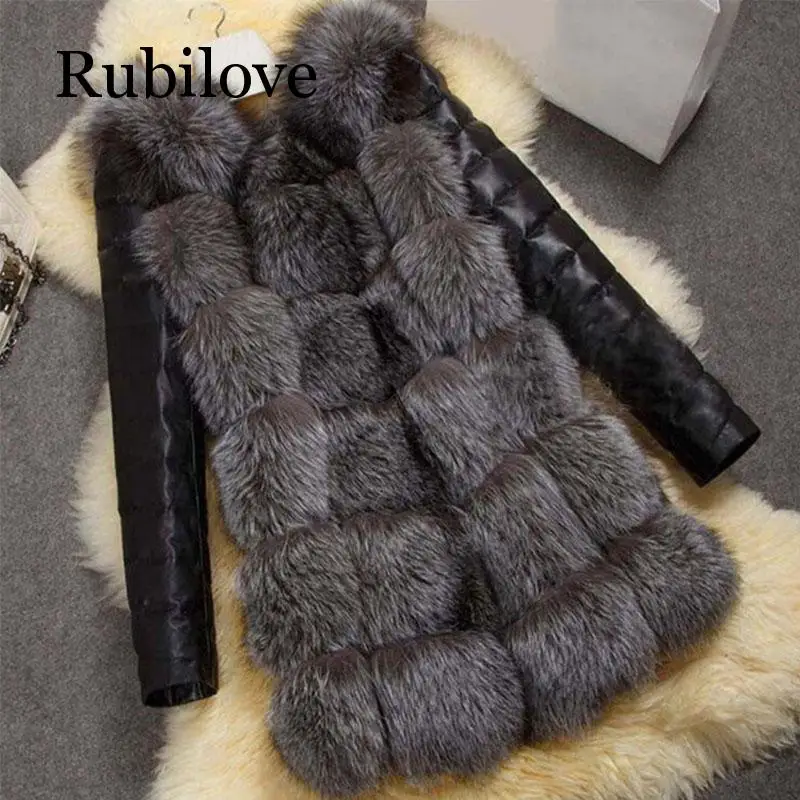 Новое поступление модное зимнее женское пальто из искусственной кожи с
