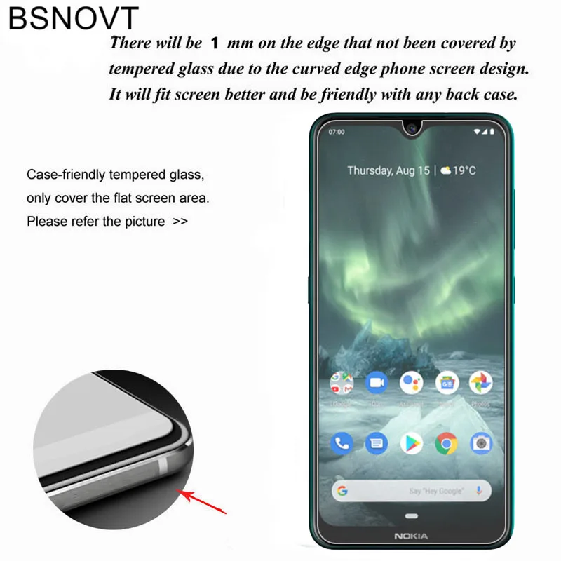 2 uds Protector de pantalla para Nokia 7,2 vidrio 6,3 pulgadas Anti-sratch pel&iacute;cula de vidrio templado para Nokia 7,2 pel&iacute;cula para Nokia 7,2 vidrio BSNOVT-1