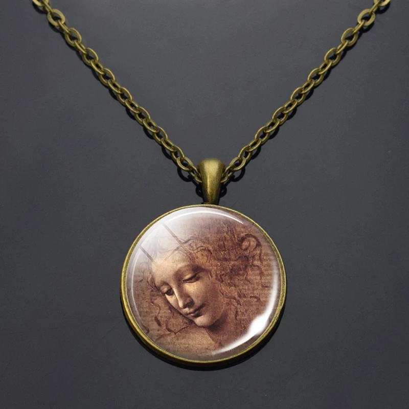 Женское винтажное ожерелье с бронзовой цепочкой Leonardo Da Vinci изображением картины