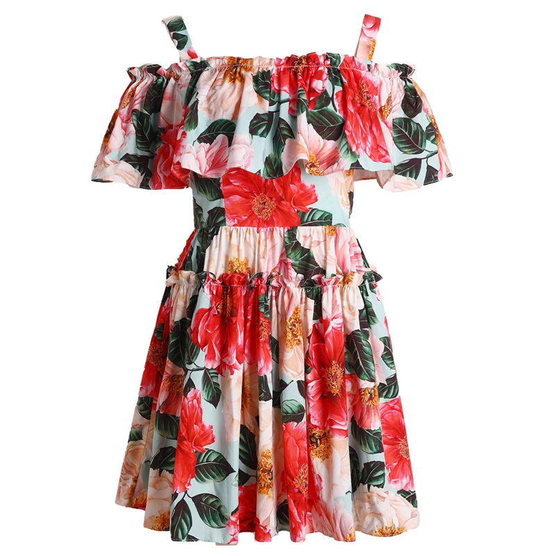 

Платье женское летнее из 100% хлопка, с лямкой на шее и открытым плечом