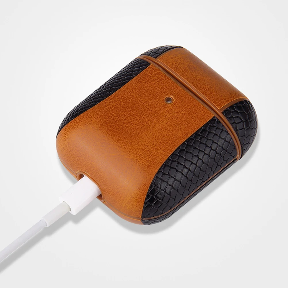 PU кожаный Bluetooth футляр для наушников Apple Airpods гарнитура зарядная коробка защитный