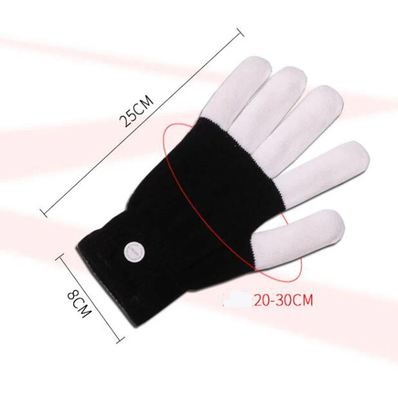 

1 Pair Cool Rave Flashing Glove for Kids LED Glow 7 Mode Light Up Toy Finger Tip Lighting Black Glowing For Children