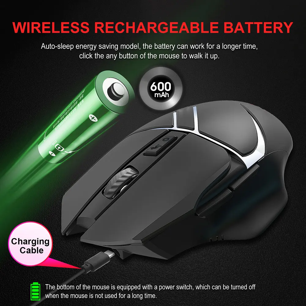 Мышь беспроводная эргономичная USB 2 4G 2400DPI бесшумная с кнопкой управления |