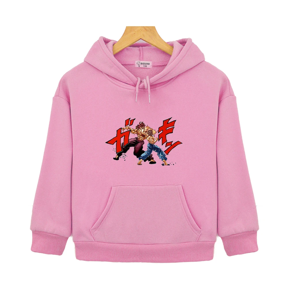 

Hot anime Baki vs Yujiro Pullover Hoodies Unisex Streetwear for Children Sweatshirt with Hood Kids Clothes Boys Girl Clothing 3Y
