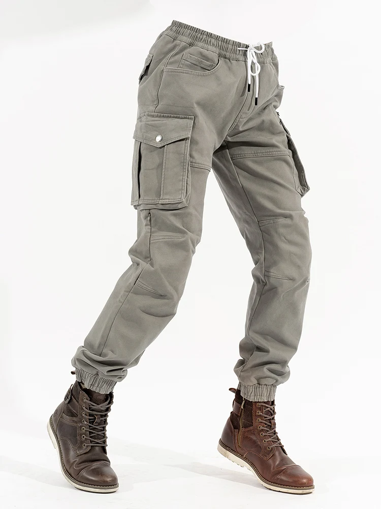 Новые прочные карманные мотоциклетные брюки для мужчин, стойкие к падениям, четыре сезона, элегантные узкие джинсы.