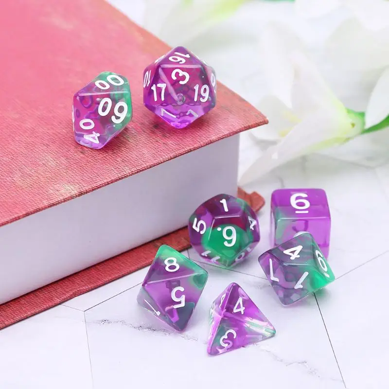 

7pcs/Set Acrylic Polyhedral Transparent Sided Dice For TRPG Board Game D4-D20 Dungeons & Dragon D&D RPG Poly Table Board Game