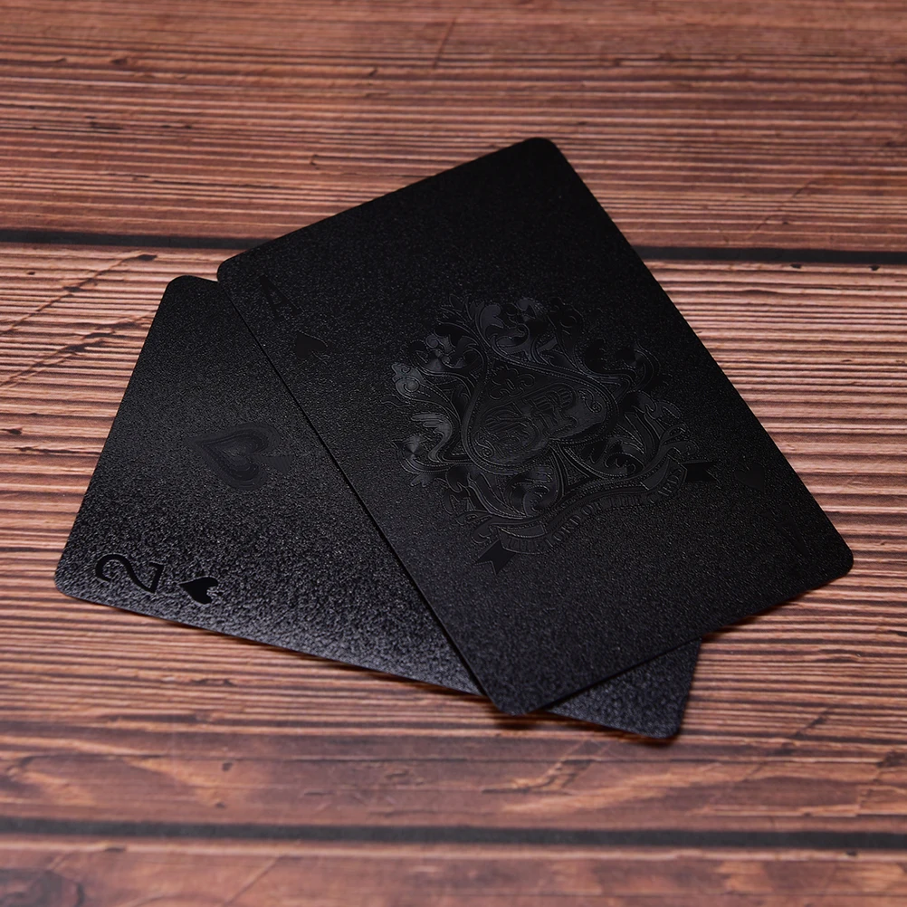 

Waterproof Black Playing Cards Plastic Cards Collection Black Diamond Poker Cards Creative Gift Standard Playing Cards