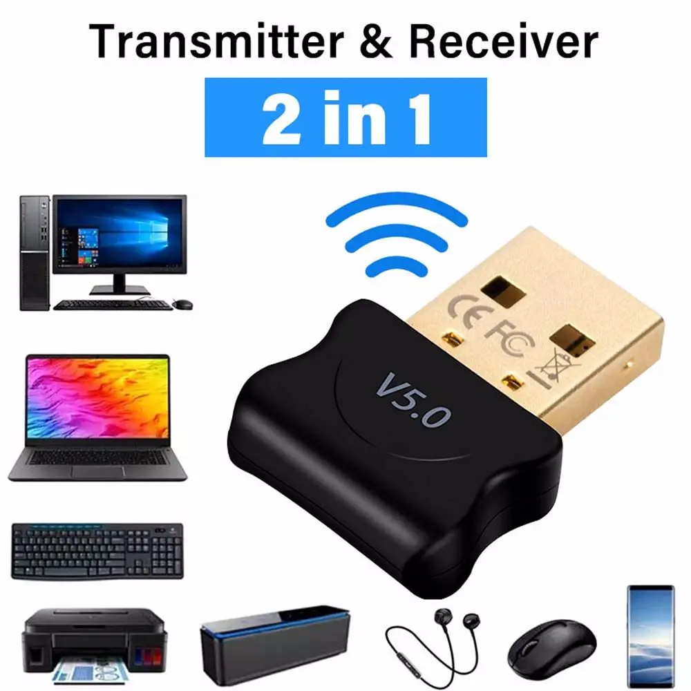 

2-в-1 5,0 Bluetooth-совместимый адаптер USB передатчик компьютерный приемник для ноутбука наушников приемник для передачи данных для ПК ноутбука