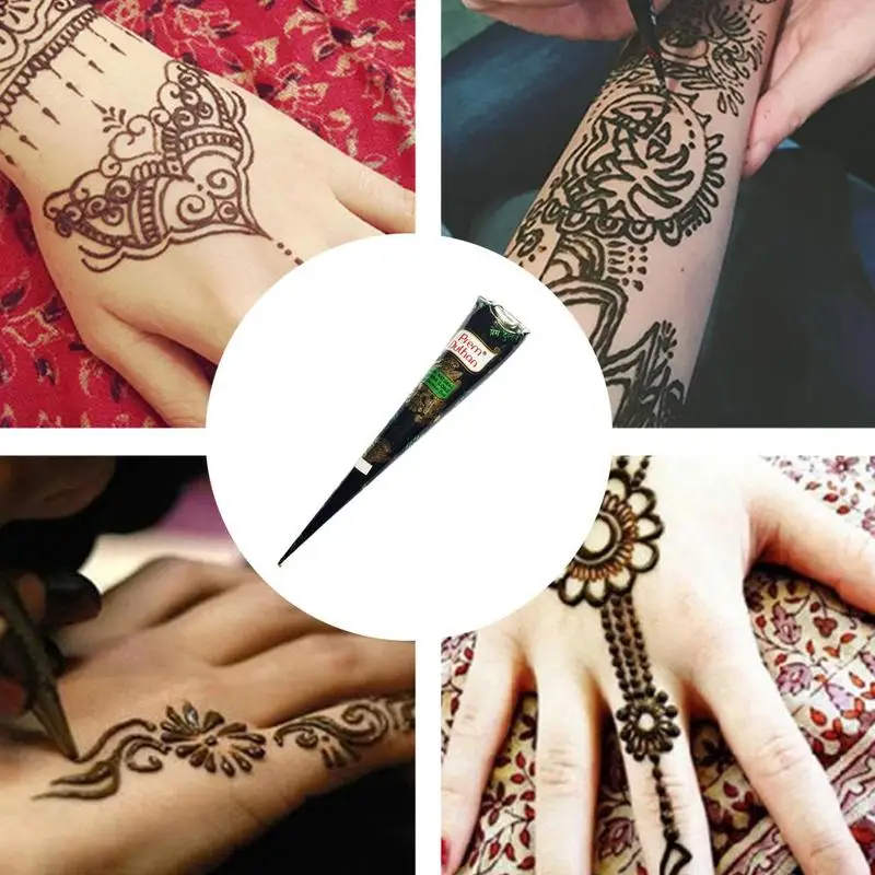 7 цветов индийская татуировка хной вставить блеск конус паста Краски тела боди