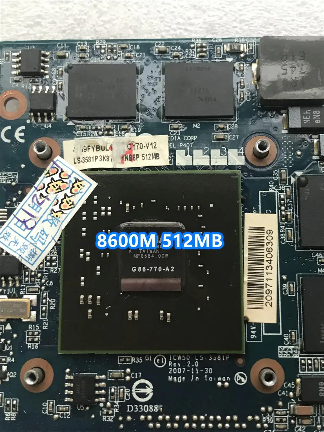видеокарта vg 8ps06 001 8600 8600m gs g86 770 a2 mxm ii ddr2 512mb graphics vga для a