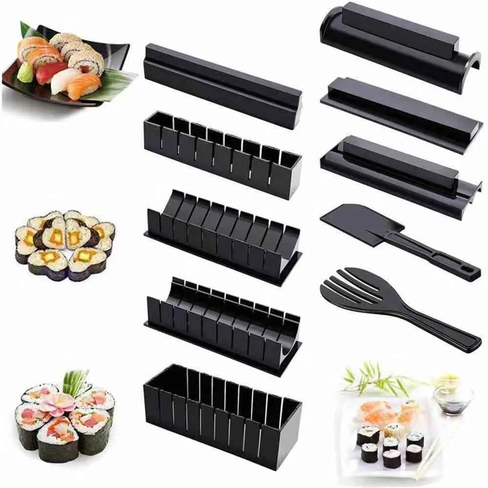 10 sets of japanese sushi mold rice ball mold nori rice wrapping multifunctional cooker home diy kitchen gadget set tools free global shipping