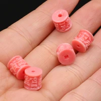 10pcs natural coral beads cylindrical carved isolation beads for jewelry making diy necklace bracelet earrings accessory
