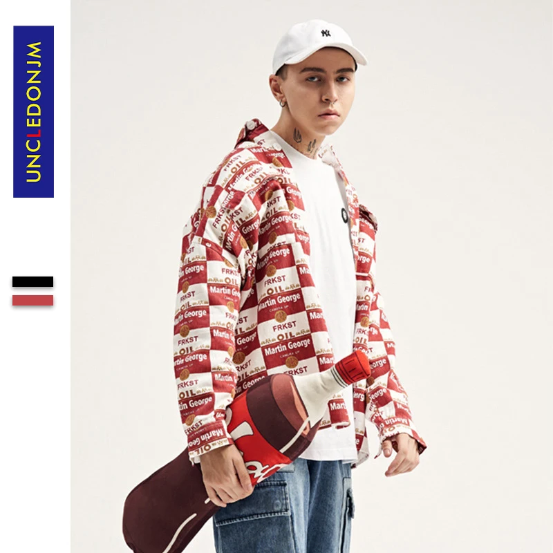 UNCLEDONJM Забавные Рубашки с длинным рукавом и принтом мужские хип хоп повседневные