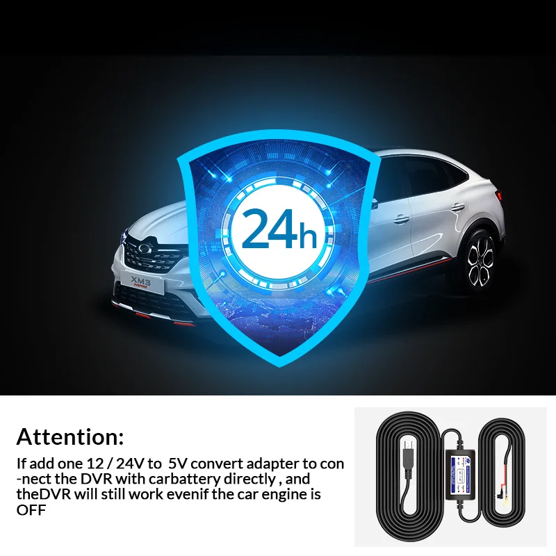 E-ACE Buck Line 3.5 Meter Car Charger Hard Wire Hardwire Kit for Dash Cam Reaview Mirror 24H Parking Monitoring Cars Accessories |