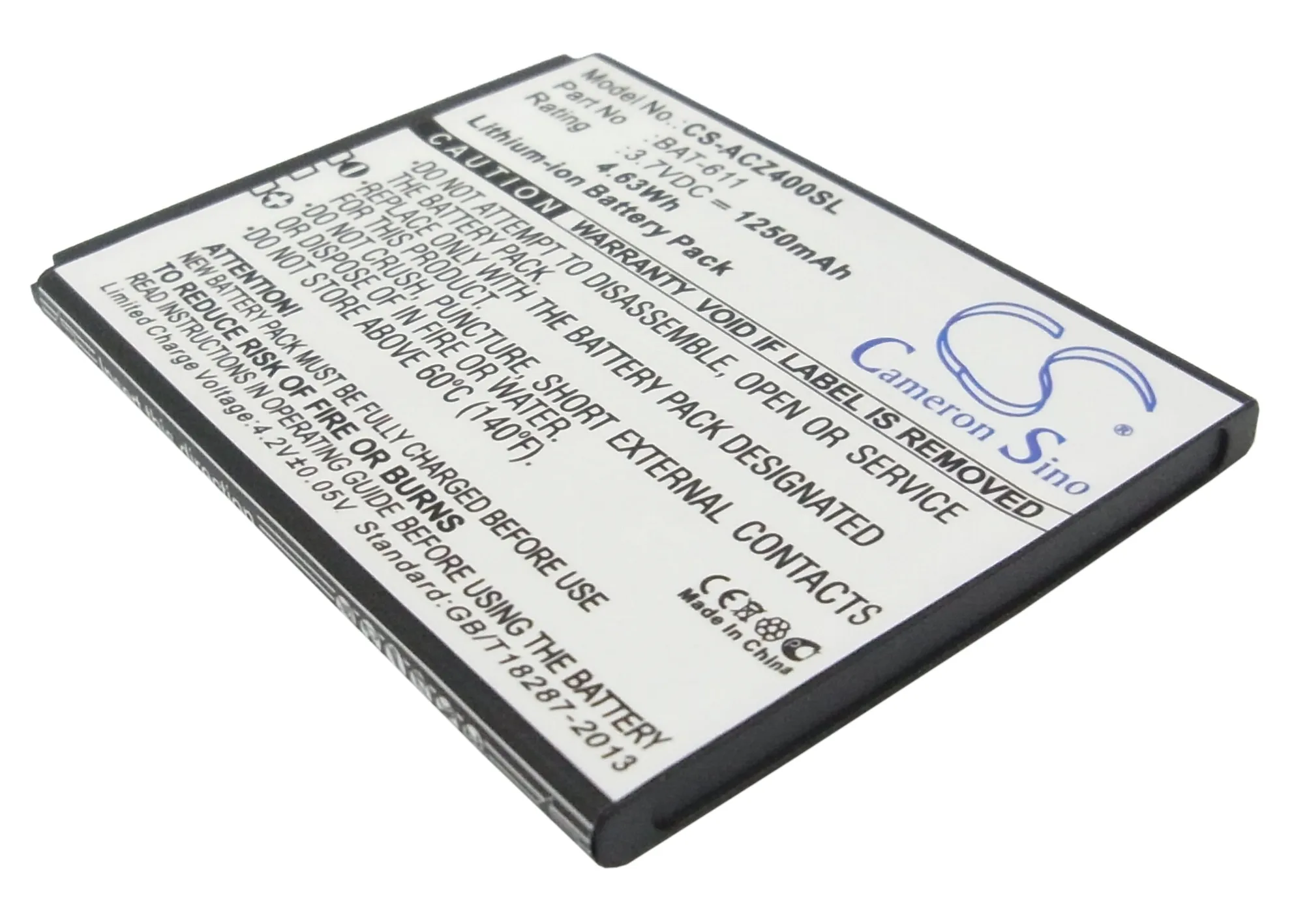 

cameron sino battery for Acer Liquid Z4, Z140, Z160，BAT-611, KT.0010B.006