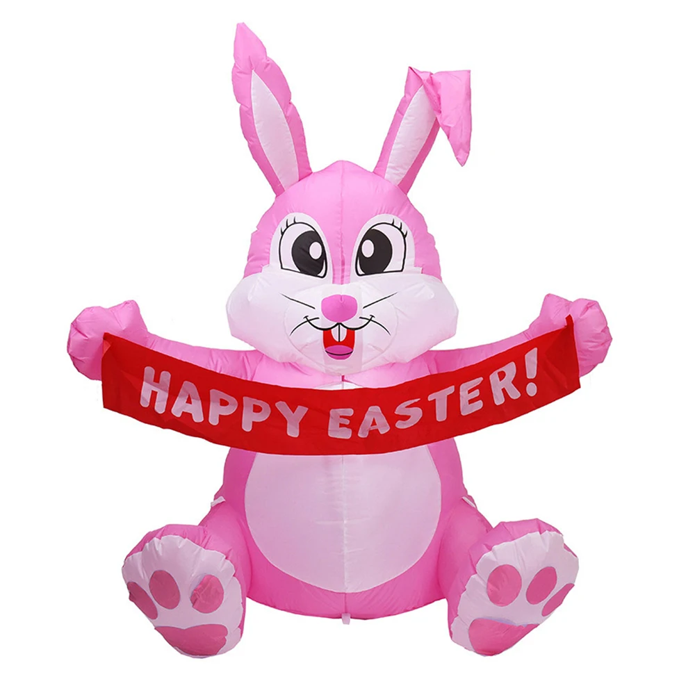 

1.5m Inflatable Happy Easter Bunny Doll Toy LED Night Light Figure Yard Outdoor Garden Party Ornament Decorations