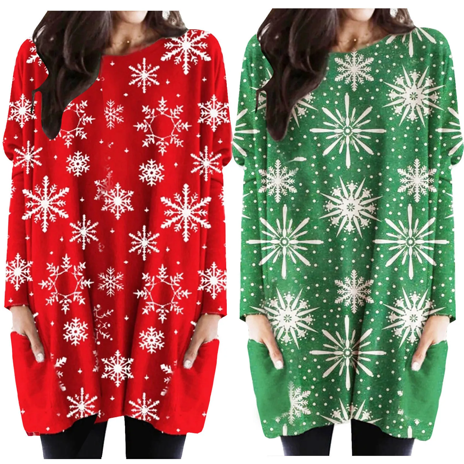 

Платья для женщин, Рождественская одежда, мини-платье с принтом, пуловер с длинными рукавами и карманами, платье с капюшоном, свитшот на тали...