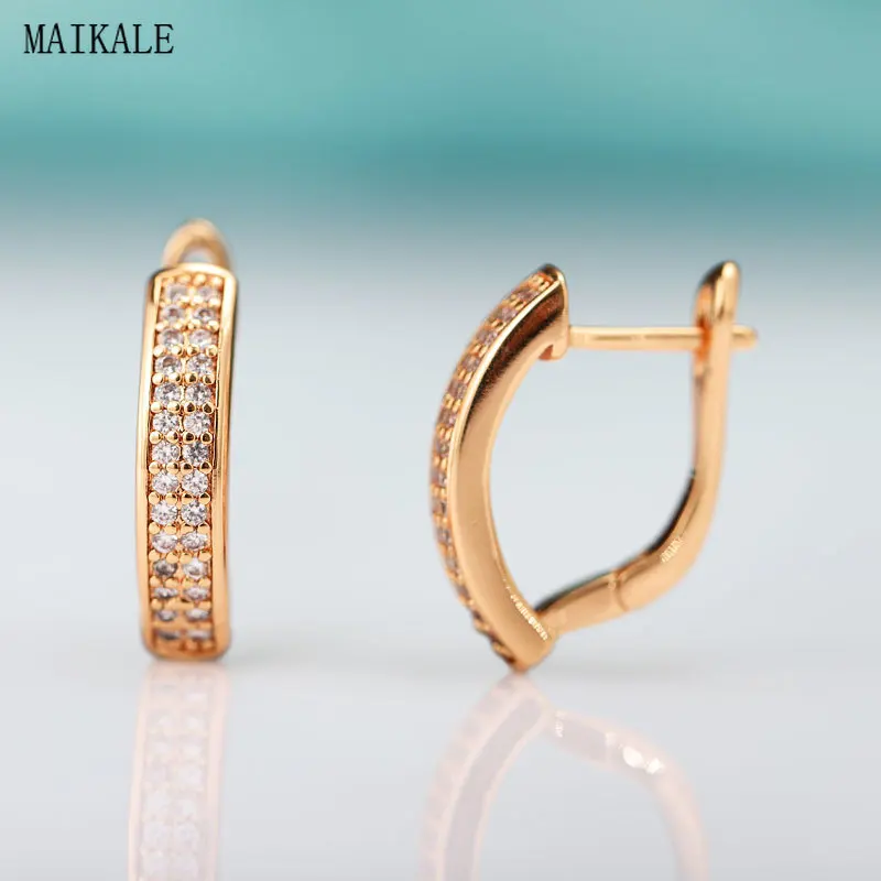 Женские серьги гвоздики с фианитами MAIKALE уникальные U образные клипсы