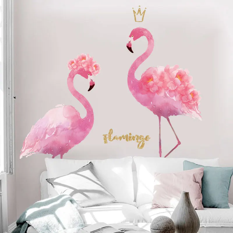 

Love Flamingo room wall sticker Ins Wind Living Room Bedroom Dormitory Wedding Background room Decoration