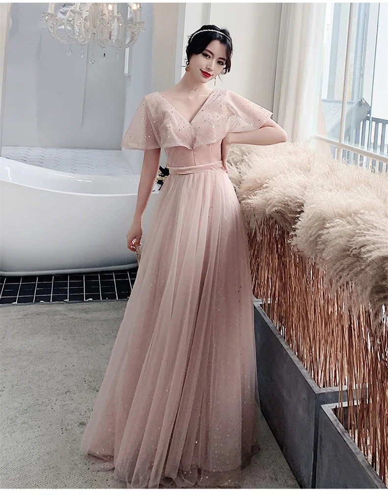 Женское длинное бархатное платье подружки невесты розовое осеннее кружевное с