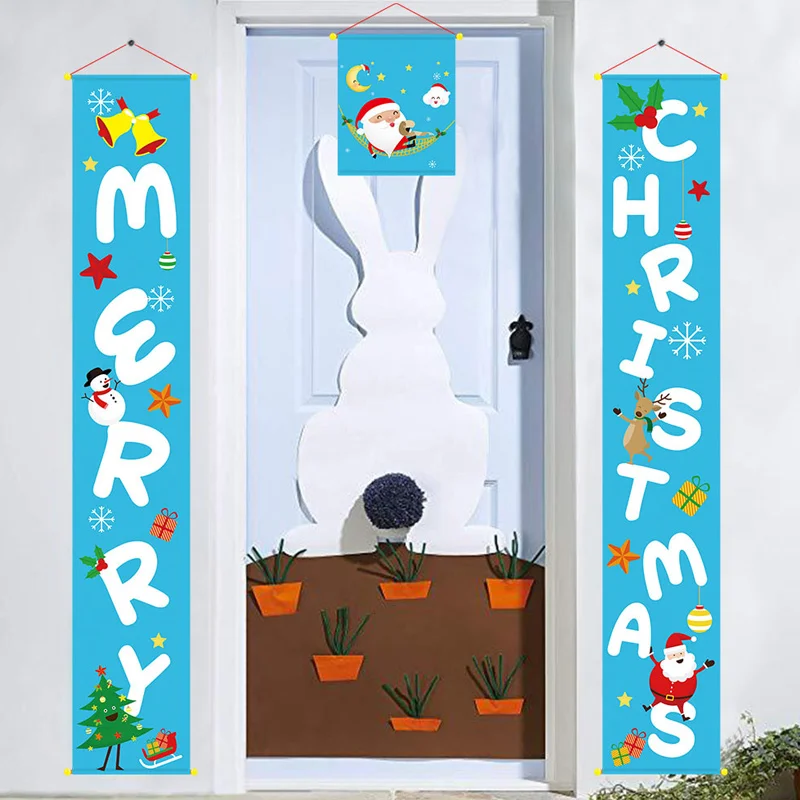 

Xmas Hanging Ornament Reusable Decorative Merry Christmas Door Banner Hanging Ornaments Festival Navidad 2019 Porch Sign