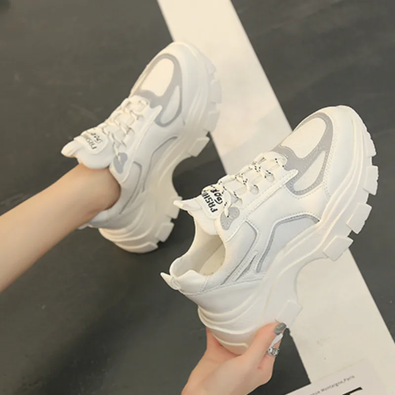 Женские кроссовки на платформе Белые Повседневные с высоким берцем