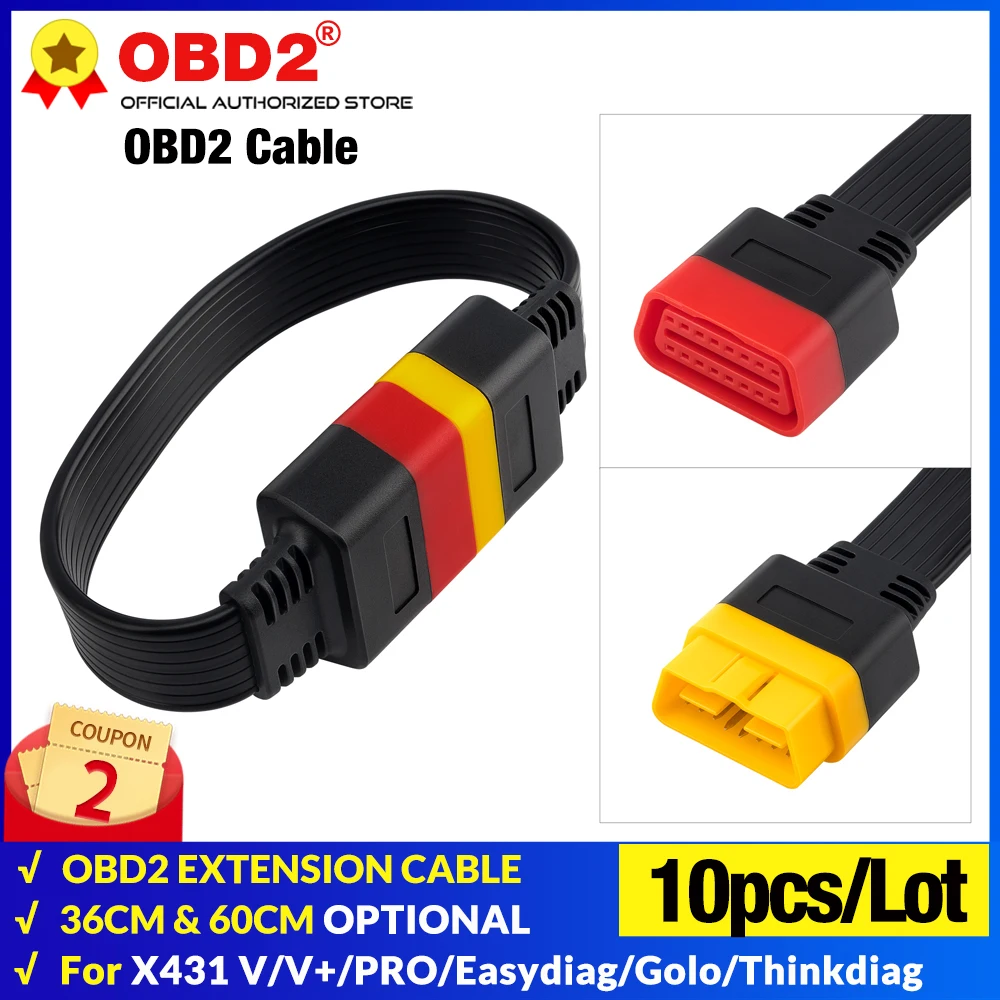 10-шт./лот OBDII 16-контактный Удлинительный кабель OBD2 штекер-гнездо Универсальный OBD