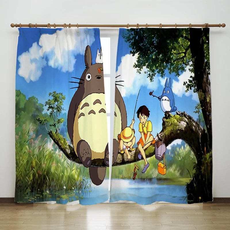 2 панелей/Комплект Мой сосед Тоторо с изображением героя мультфильма кошка окна