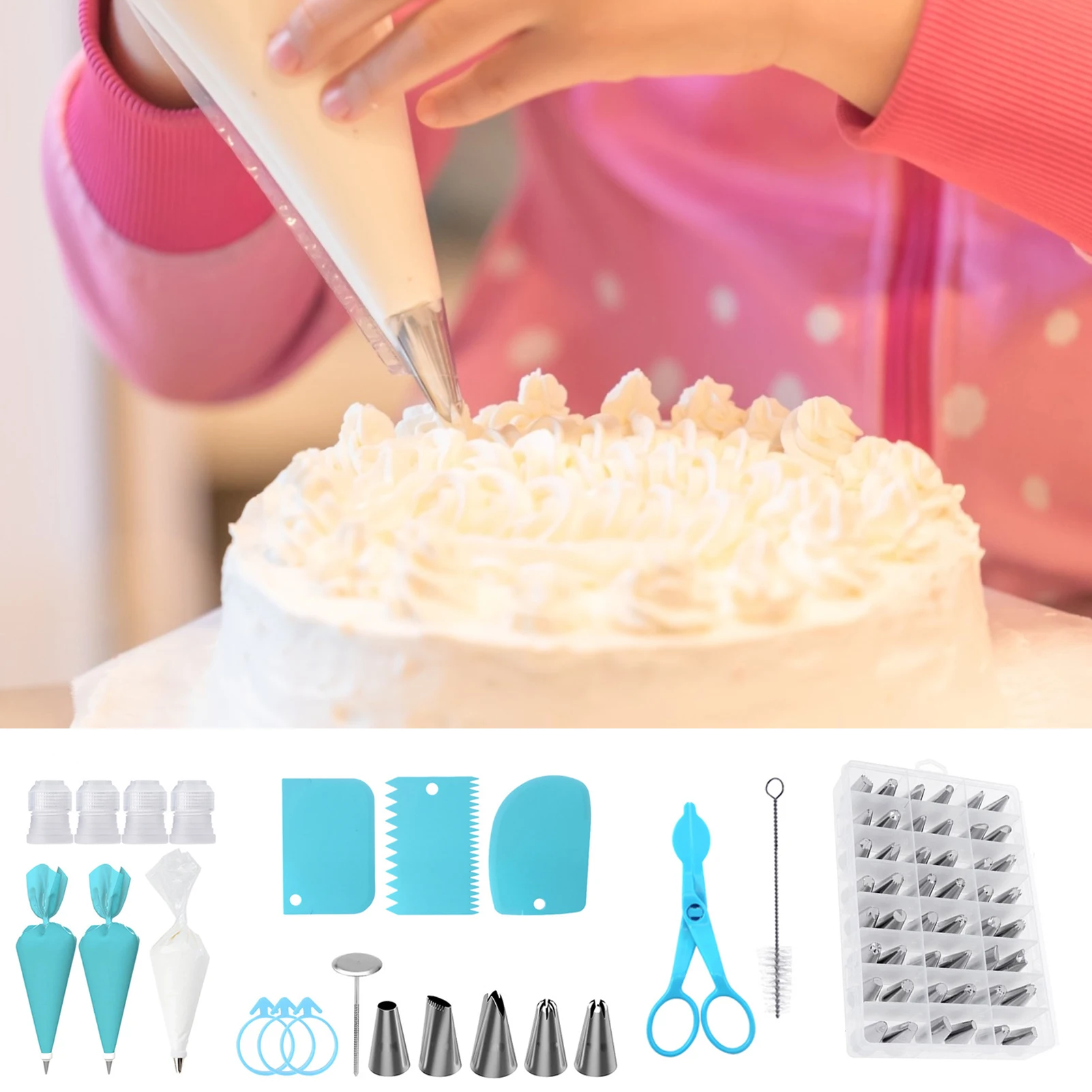 

72PC Cake Decorating Nozzle Set Flour Cutter/Squeeze cream bag/cake Decorating Mouth kitchen Mousse pastry dessert Baking Tool