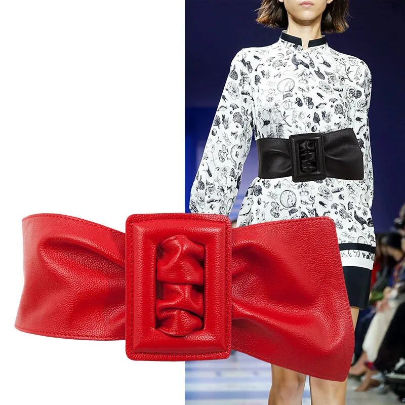 Ремень из овечьей кожи Женский широкий Модный Элегантный пояс искусственной в