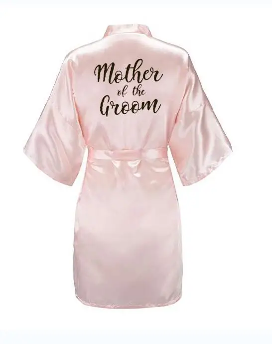 pink Mother Groom Халат невесты с белыми черными буквами мать сестра невесты свадебный подарок халат кимоно атласные халаты - Цвет: pink Mother Groom