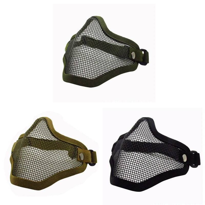 

Airsoft face masks Tactica l Steel Metal Mesh Half Face Mask Protective Gear