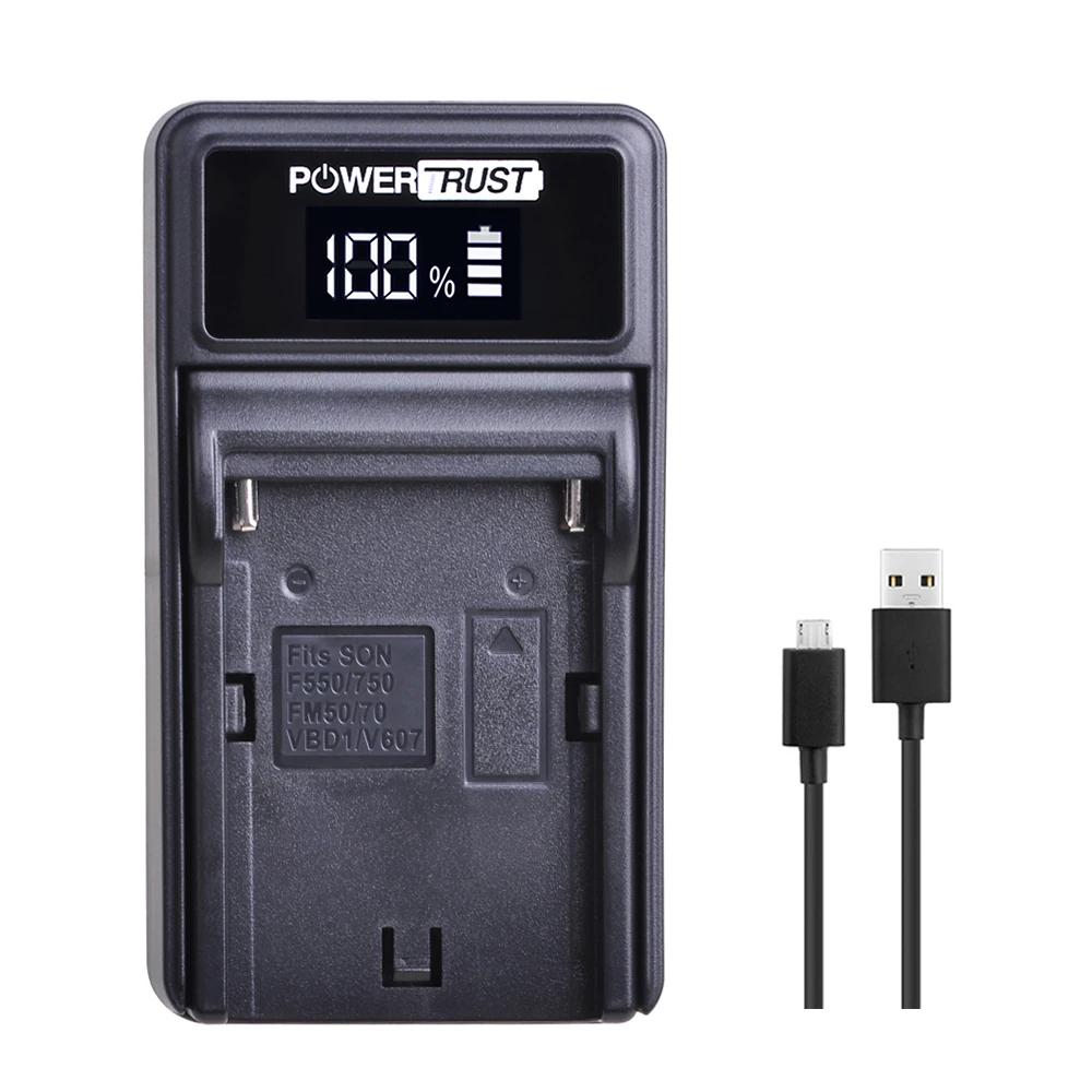 PowerTrust 2 шт. аккумулятор стандарта FM55H + зарядное устройство для USB-светодиодов Sony