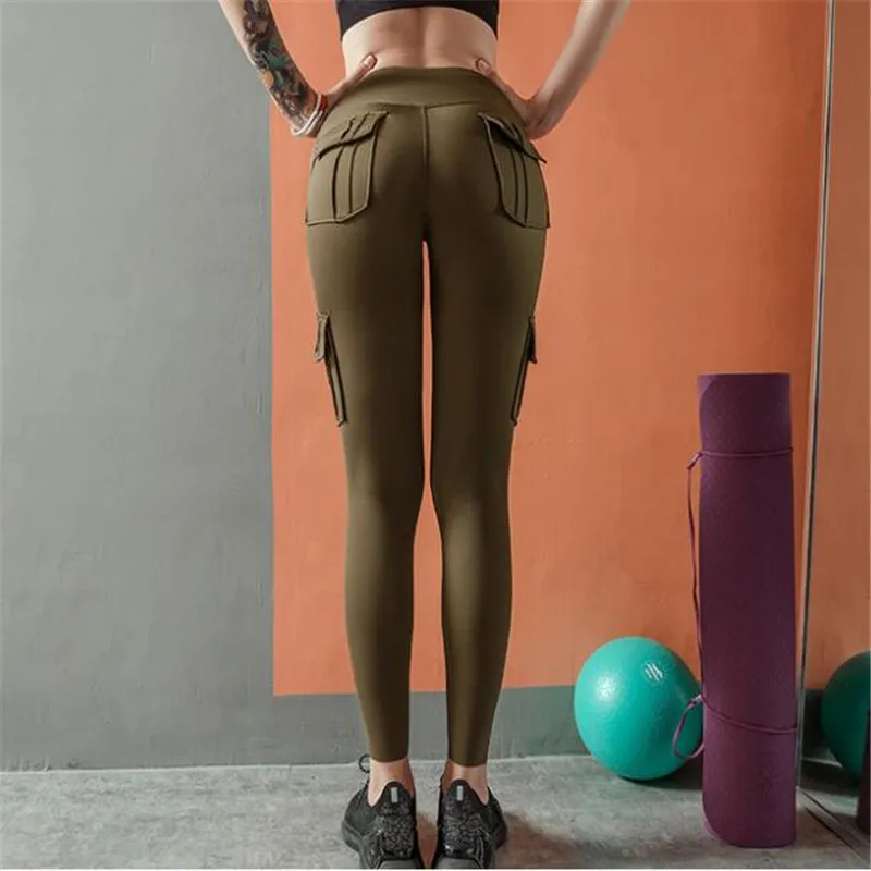 Женские штаны для йоги с карманами Эластичные Обтягивающие сексуальные колготки