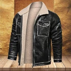 Мужская куртка из искусственной кожи, с толстой меховой подкладкой, мотоциклетная куртка в стиле ретро, байкерская куртка из искусственной кожи, зима 2021, M-4XL