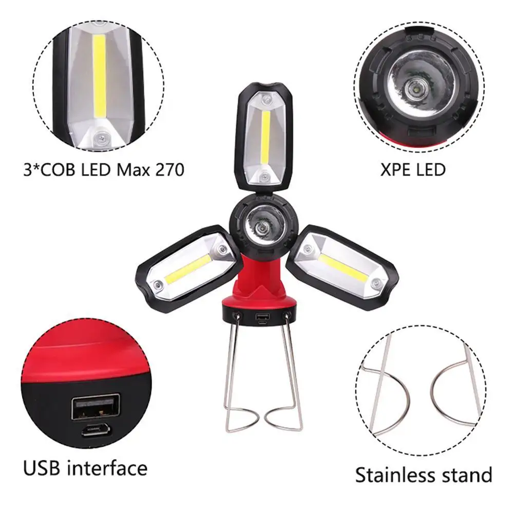 

Foldable USB Rechargeable LED Work Light Torch Inspection Lamp Flashlight LED Flashlight Flashlight Torch Repair Work Lamp