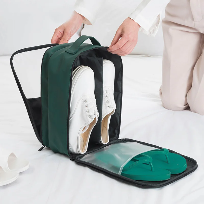 Модная водонепроницаемая сумка из искусственной кожи для обуви хранения