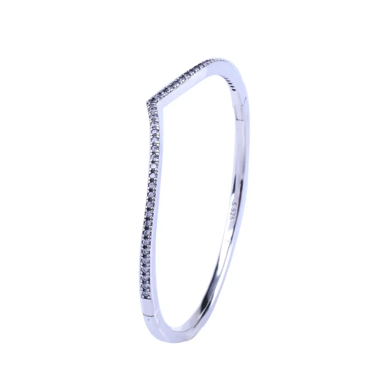 

Bewill Authentic 100% 925 Sterling Silver New Wish Shining V-shaped Diamond Inlaid Bracelet Luxury Jewelry