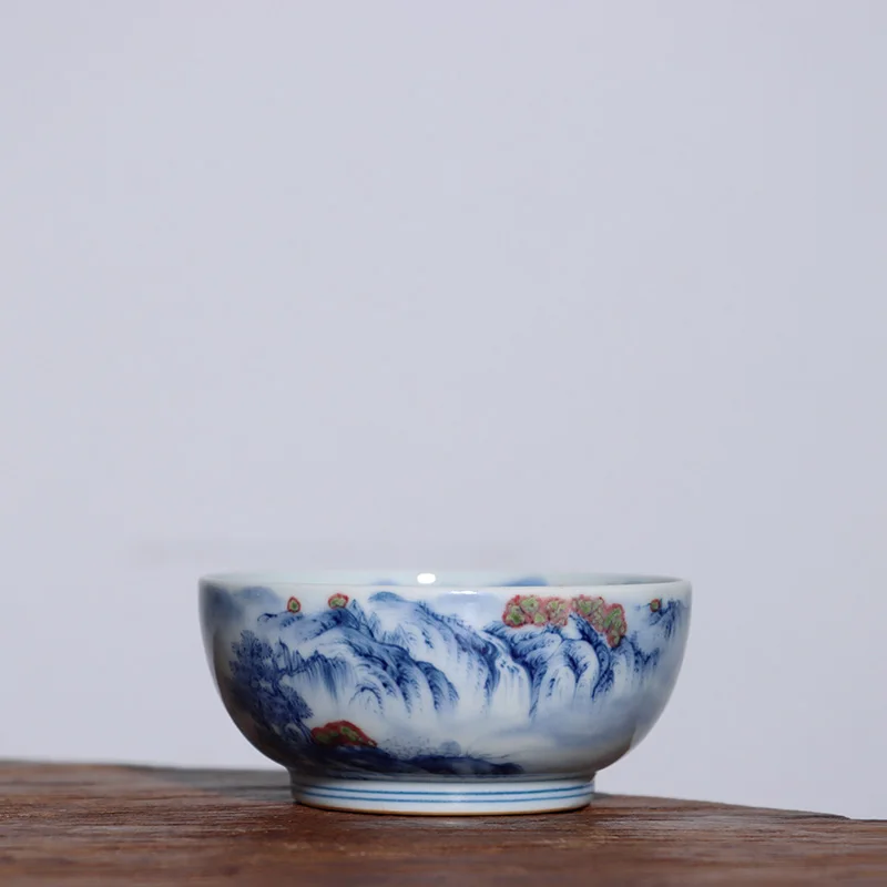Taza de t&eacute; youligong JingLin, paisaje azul y blanco oculto, pu-erh, 130 cc-1