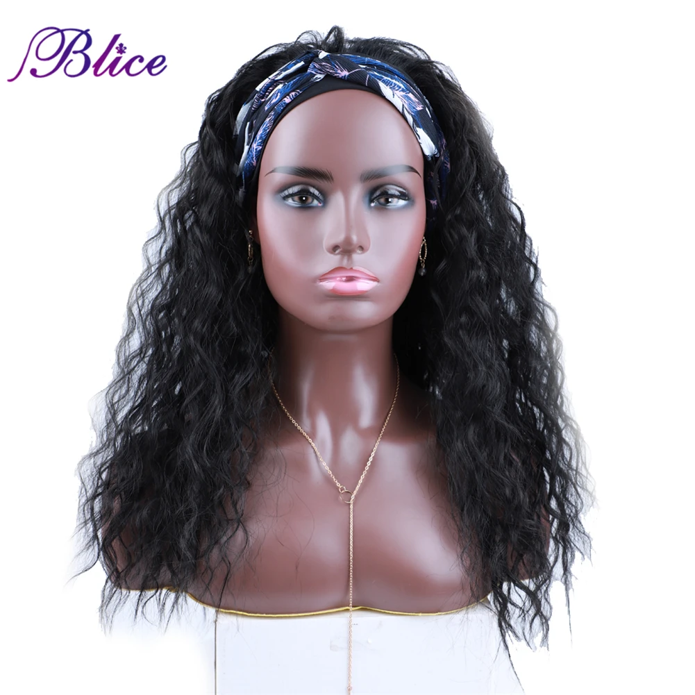 Blice-Peluca de cabello sintético para mujer afroamericana, extensión de cabello sintético, bufanda elástica de onda natural, sin coser