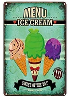 menu ice cream poster retro tin sign for street garage home store decoration crafts metal tin sign 8x12inch