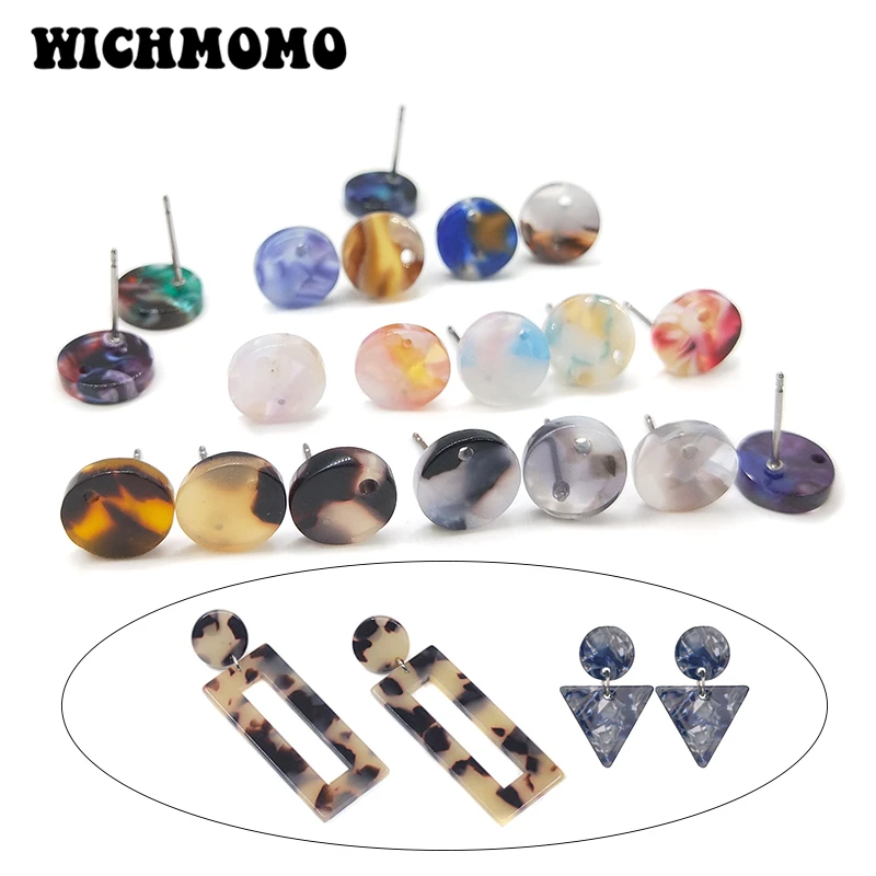 

2019 New 10mm 10 Pieces High Quality Acetic Acid Resin Round Smooth Earring Base Connectors Linkers for DIY Earring Accessories