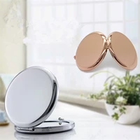 cshou139 portable makeup mirror solid color metal round case double side pop up pocket mirror beauty accessories rose gold
